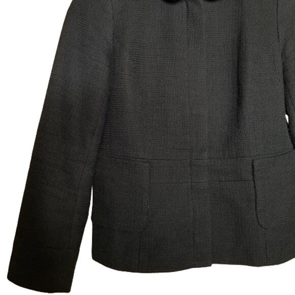 Talbots Zip Up Textured Blazer Peter Pan Collar Black 14P - Picture 5 of 7